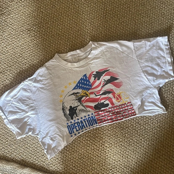 Vintage y2k operation enduring freedom military t shirt cropped Sz Extra large - Picture 7 of 11